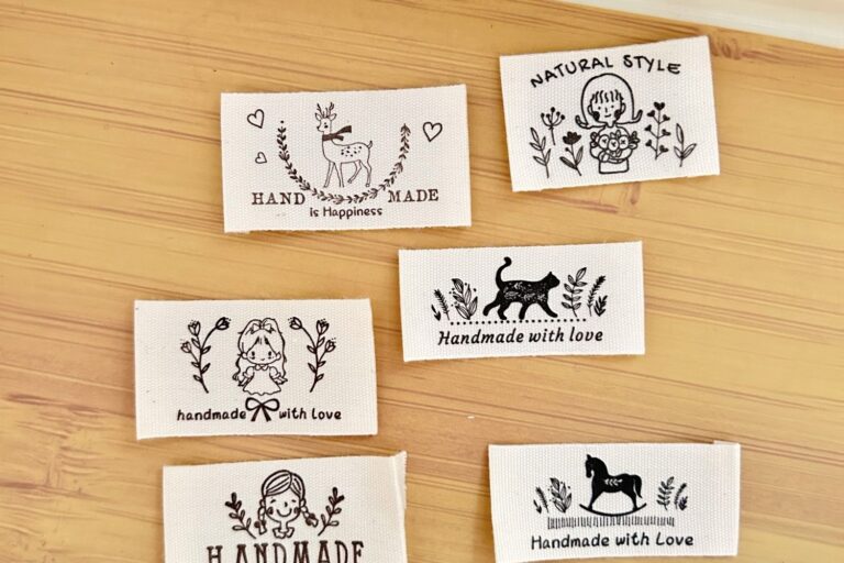 Handmade cotton cartoon clothing labels for kids apparel