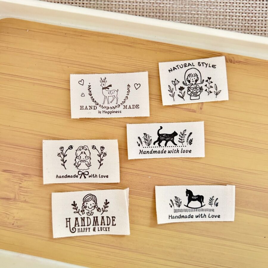 Handmade cotton cartoon clothing labels for kids apparel