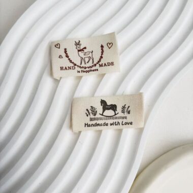 Handmade cotton cartoon clothing labels for kids apparel