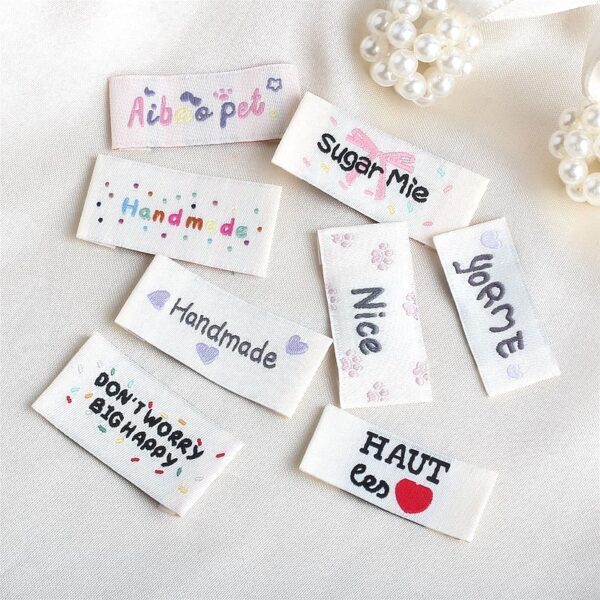 Personalized English handmade DIY woven labels for apparel
