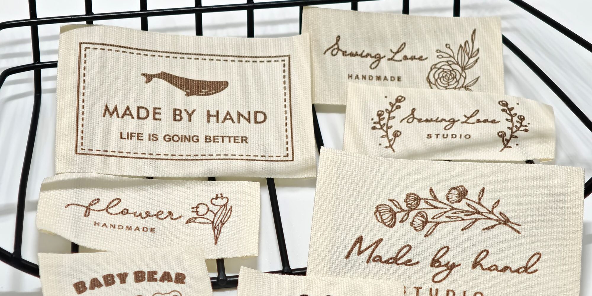 Handmade cute cotton clothing labels for garments
