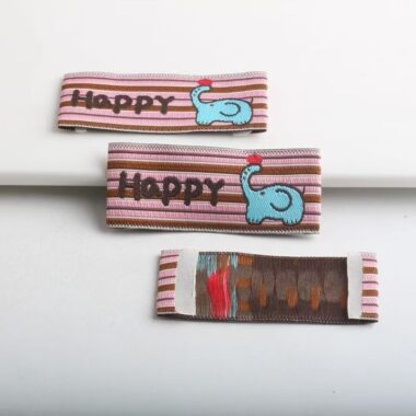 Cartoon striped mushroom apple woven labels for clothing