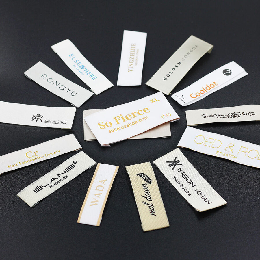 High quality polyester satin cotton clothing labels
