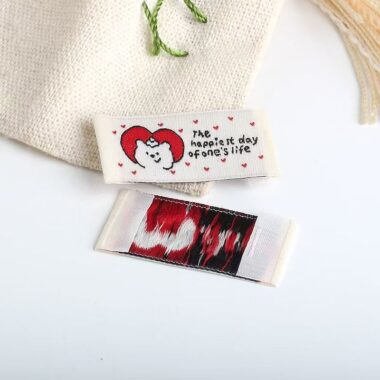 Korean cute puppy kitten DIY handmade woven labels