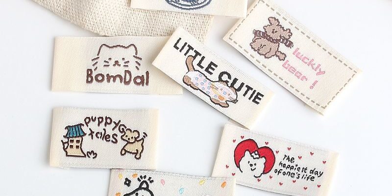 Korean cute puppy kitten DIY handmade woven labels