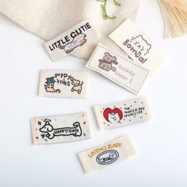 Korean cute puppy kitten DIY handmade woven labels