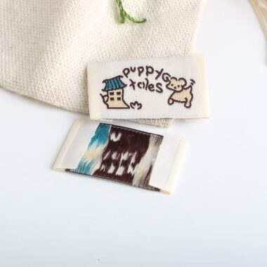 Korean cute puppy kitten DIY handmade woven labels