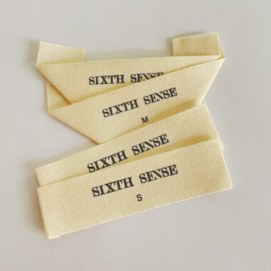 High quality satin folded woven clothing labels