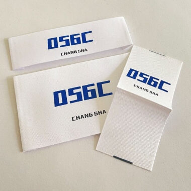 High quality satin folded woven clothing labels