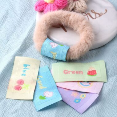 Multicolor smiley watermelon woven labels for clothing