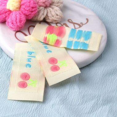 Multicolor smiley watermelon woven labels for clothing