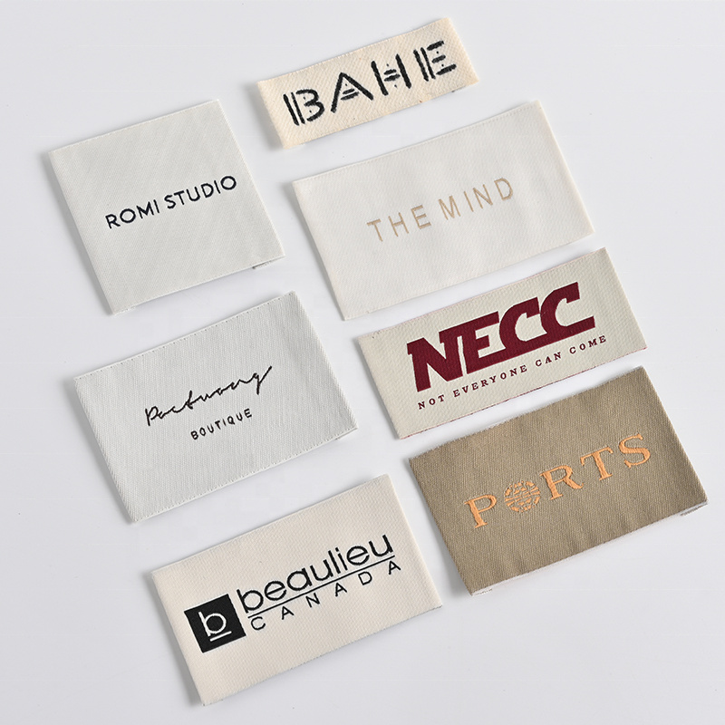 Custom designed woven satin clothing labels