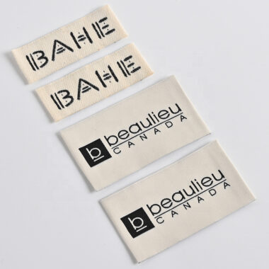 Custom designed woven satin clothing labels